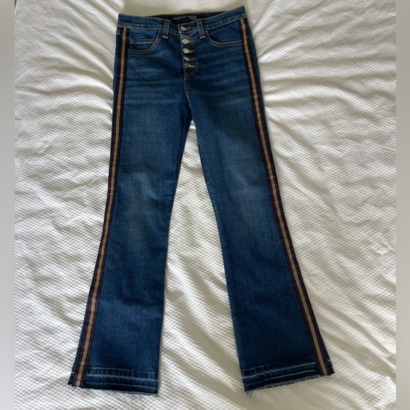 Veronica Beard Carolyn Baby Boot Cut Jeans with Side Stripes - Picture 1 of 8
